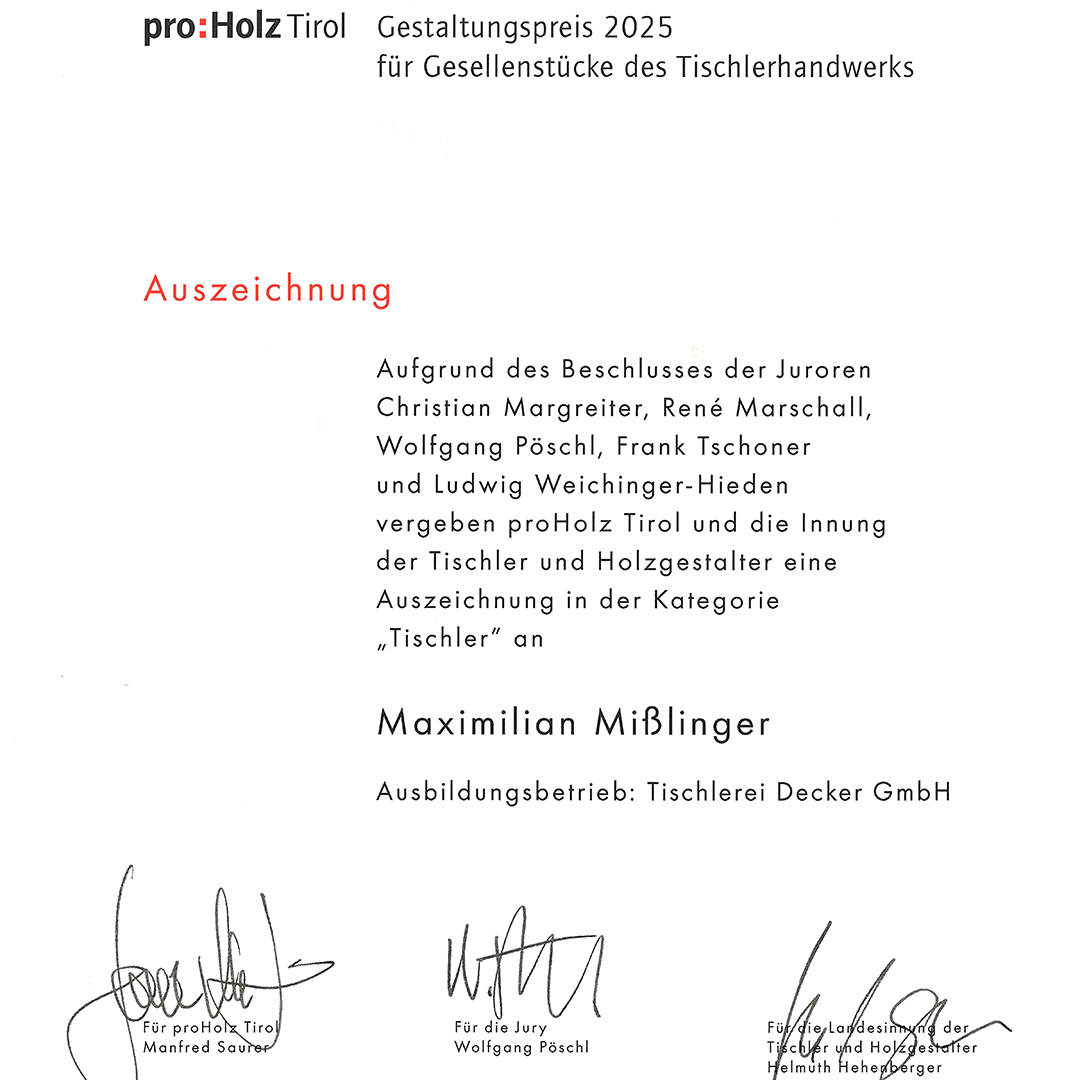 07_Urkunde Auszeichnung Mißlinger Max